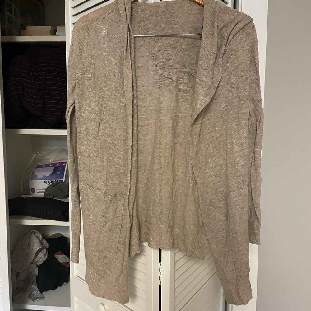 white and warren tan sweater with hood